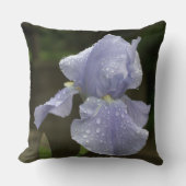 ブルーアイリスと雨滴可逆的装飾用クッション クッション (正面)