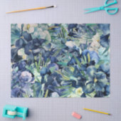 ブルーアイリスの水彩背景パターン 薄葉紙 (クラフト)