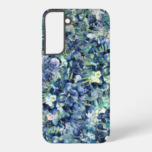 ブルーアイリスの水彩背景パターン SAMSUNG GALAXY S22+ケース