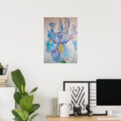 ブルーアイリスアイリスズフローラ花水彩ポスター ポスター (ホームオフィス)