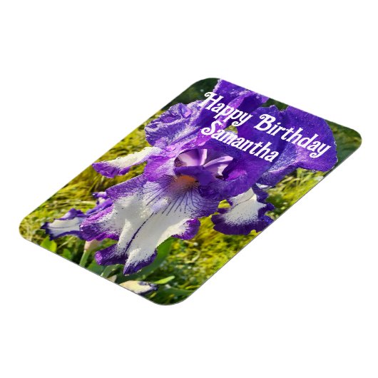 ブルーアイリスアイリスフラワーフラワーズフローラ誕生日 マグネット (左側)