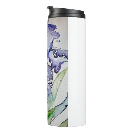 ブルーアイリスアートフローラウォーターカラーフラワーアート タンブラー (回転右)