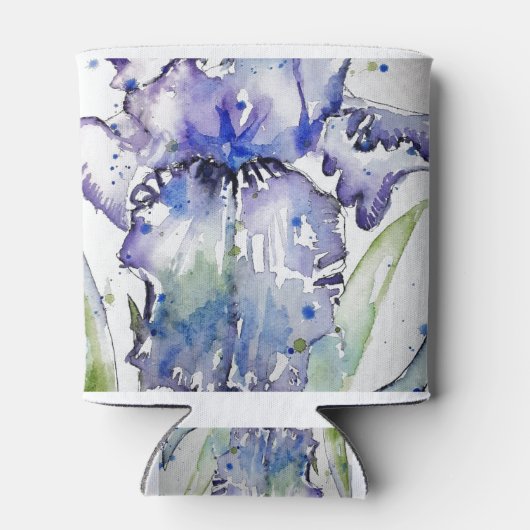 ブルーアイリスアートフローラウォーターカラーフラワーアート 缶クーラー (裏面)