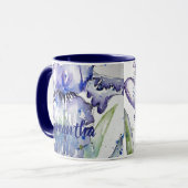 ブルーアイリスアートフローラ水彩花女性マグカップ マグカップ (正面左)