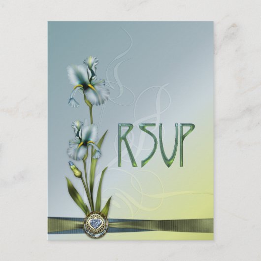 ブルーアイリスウェディングRSVP インビテーションポストカード (正面)