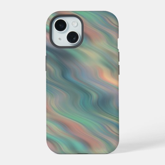 ブルーアイリスウェーブテクスチャ iPhone 15ケース (裏面)