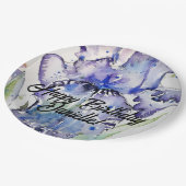 ブルーアイリスウォーターカラーハッピーバースデーバルーン ペーパープレート (アングル)