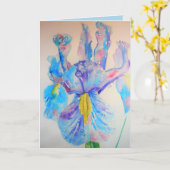ブルーアイリスウォーターカラーフラワーフローラ誕生日カード カード (黄色い花)