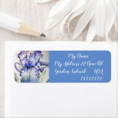 ブルーアイリスウォーターカラーフローラ差出人住所ラベル ラベル (インサイチュ)