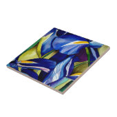 ブルーアイリスオリジナルアート水彩花 タイル (側面)