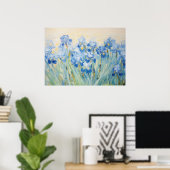 ブルーアイリスガーデン 印象派の花の絵 ポスター (ホームオフィス)