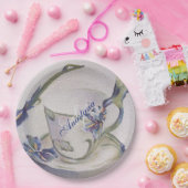 ブルーアイリスティーカップモノグラムパーティー ペーパープレート (パーティー)