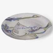 ブルーアイリスティーカップモノグラムパーティー ペーパープレート (アングル)