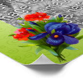 ブルーアイリスフラワーあなたの写真を追加パーソナライズされた ポスター (角)