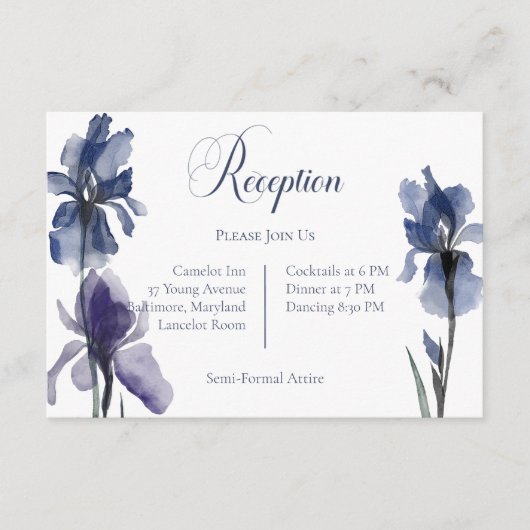 ブルーアイリスフラワーウェディングレセプション エンクロージャーカード (正面)