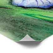 ブルーアイリスフラワーオリジナルアートスケッチフローラ ポスター (角)