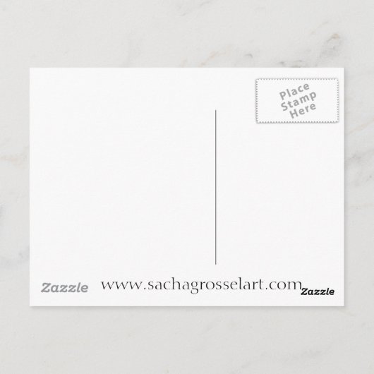 ブルーアイリスフラワーオリジナル水彩絵画アートズ ポストカード (裏面)