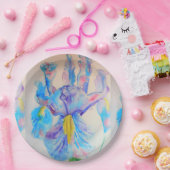 ブルーアイリスフラワーパターン紙パーティープレート ペーパープレート (パーティー)