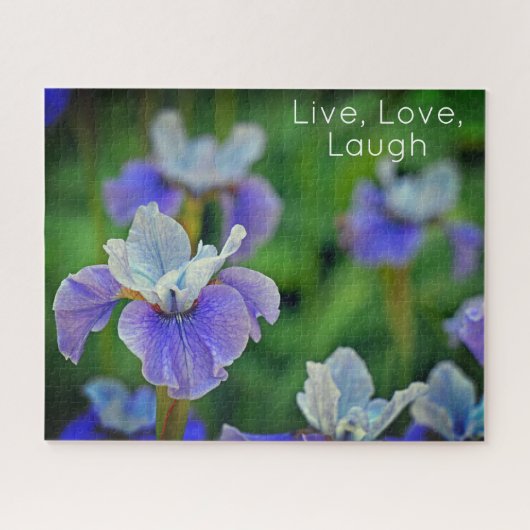 ブルーアイリスフラワーボタニカルフォトパズル ジグソーパズル (横)