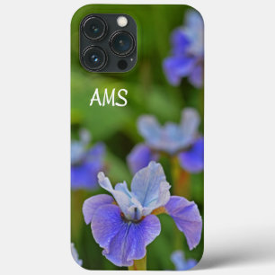 ブルーアイリスフラワーポートレートパーソナライズされたイニシャル iPhone 13 PRO MAXケース