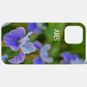 ブルーアイリスフラワーポートレートパーソナライズされたイニシャル Case-Mate iPhoneケース (裏面 (横))