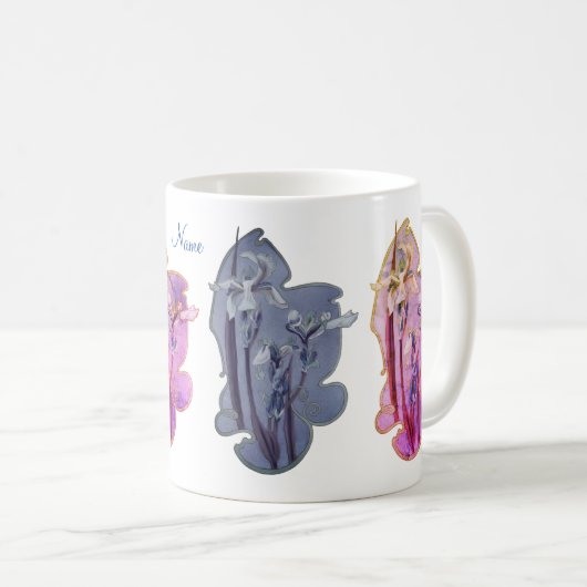ブルーアイリスフローラアート2 パーソナライズされた コーヒーマグカップ (正面右)