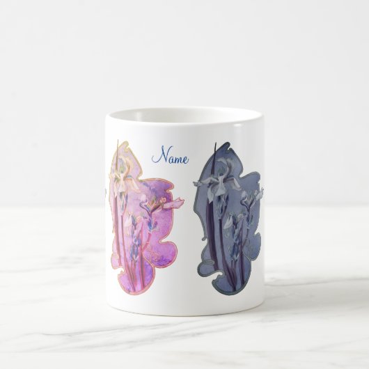 ブルーアイリスフローラアート2 パーソナライズされた コーヒーマグカップ (中央)