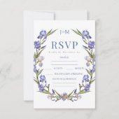 ブルーアイリスフローラリース結婚式RSVPカード 出欠カード (正面)