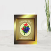 ブルーアイリスブーケパーソナライズされたサンキューカード サンキューカード (正面)