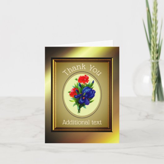 ブルーアイリスブーケパーソナライズされたサンキューカード サンキューカード (正面)