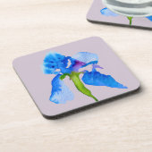 ブルーアイリスモダント水彩フローラアート コースター (左側)