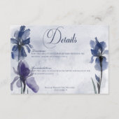 ブルーアイリスモダンフラワーズ結婚ブルー詳細 エンクロージャーカード (正面)