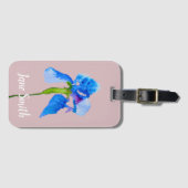 ブルーアイリスモダンフローラ水彩画 ラゲッジタグ (正面横)