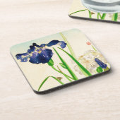 ブルーアイリス日本の – 水彩プリント コースター (左側)