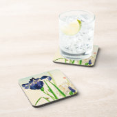 ブルーアイリス日本の – 水彩プリント コースター (右側)