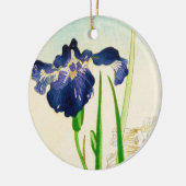 ブルーアイリス日本の – 水彩プリント セラミックオーナメント (左)