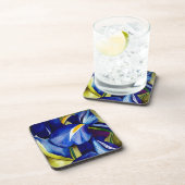 ブルーアイリス花オリジナル水彩画絵画像 コースター (右側)