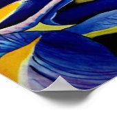 ブルーアイリス花オリジナル水彩画絵画像 ポスター (角)