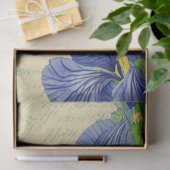 ブルーアイリス花ヴィンテージエフェメラ模様 薄葉紙 (ギフト)