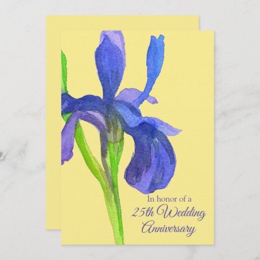 ブルーアイリス25周年結婚記念日パーティー 招待状 (正面/裏面)