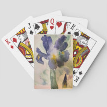 ブルーアイリス 手描き水彩 遊戯用トランプ