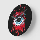 ブルーアイ・ドリップ血ホラーアート ラウンド壁時計 (傾斜)
