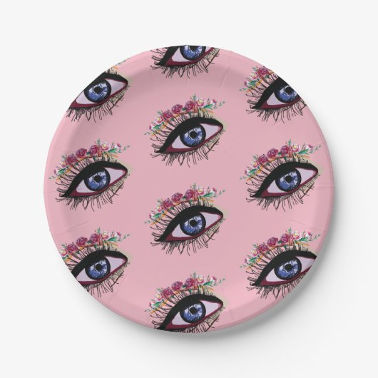 ブルーアイ&フラワーカスタム紙プレート ペーパープレート (正面)