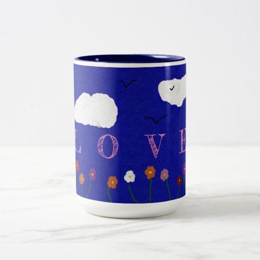 ブルーアウトドアラブ コーヒーマグ 15oz ツートーンマグカップ (中央)