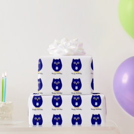 ブルーアウルデザインの誕生日ギフト ラッピングペーパー