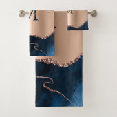 ブルーアエレガントゲスタイリッシュートマーブルバラ金ゴールド バスタオルセット (インサイチュ)