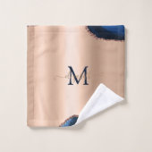 ブルーアエレガントゲスタイリッシュートマーブルバラ金ゴールド バスタオルセット (ウォッシュタオル)