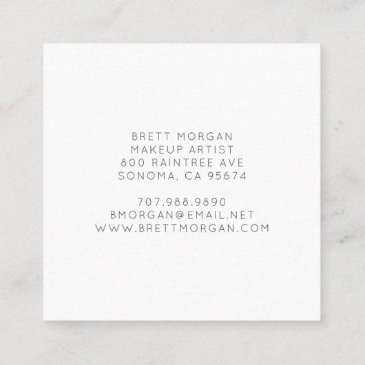 ブルーアガテシルバーグリッターメイクアップアーティスト スクエア名刺 (裏面)