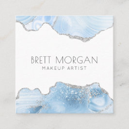 ブルーアガテシルバーグリッターメイクアップアーティスト スクエア名刺