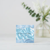 ブルーアガテシルバーグリッターラグジュアリー スクエア名刺 (スタンド正面)